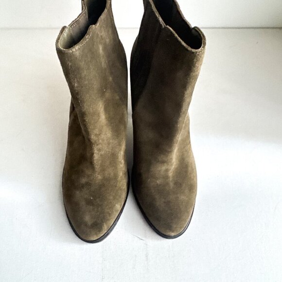 Joie Cloee Olive Green Suede Short Pointy Toe Booties 37 - Picture 6 of 9